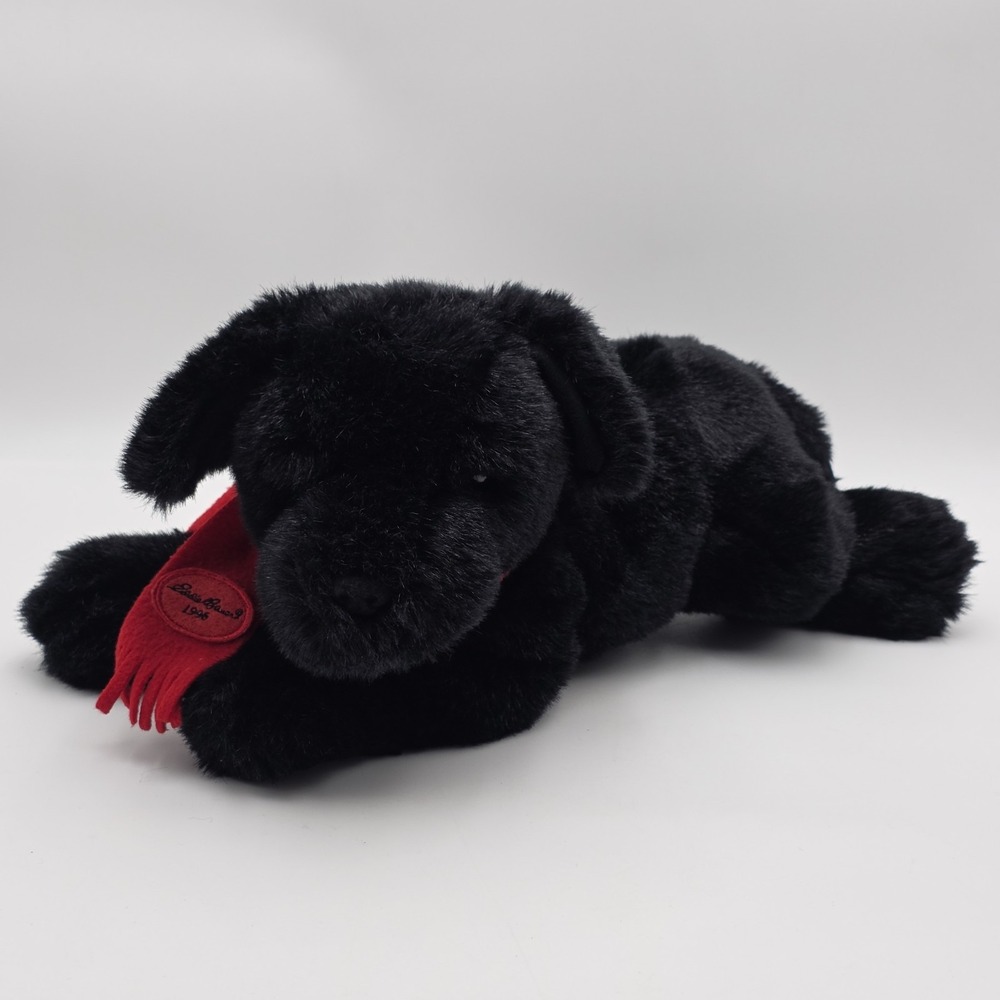 Gund 16" Eddie Bauer Black Labrador Puppy Dog 1996 Red‎ Scarf Vintage Plush